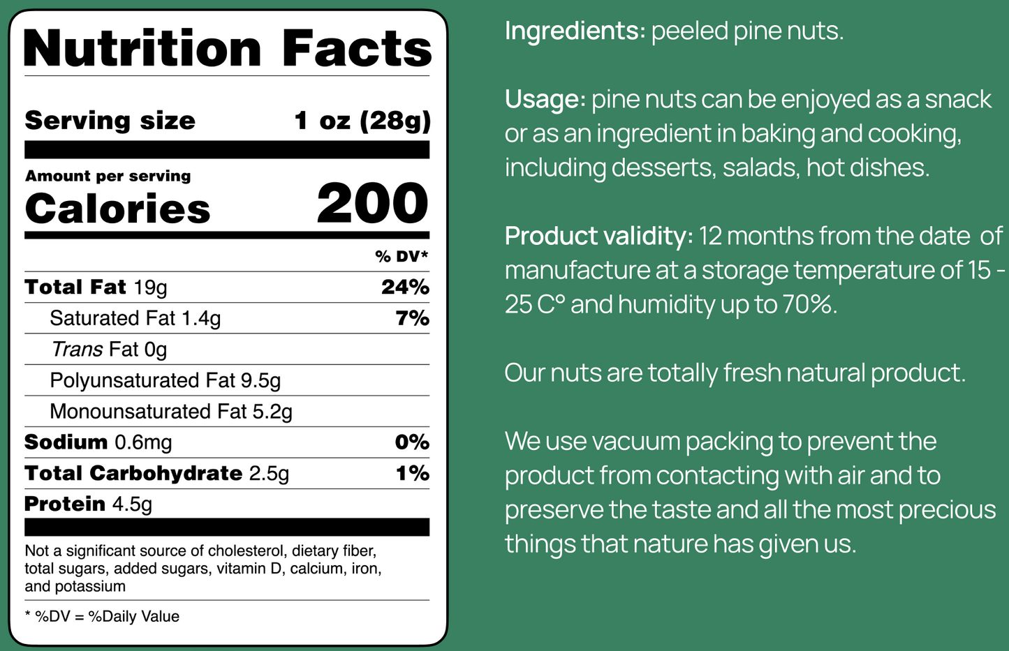 Pine Nuts, Wildly Sourced, 10.5 oz. / 300 gr. vacuum bag